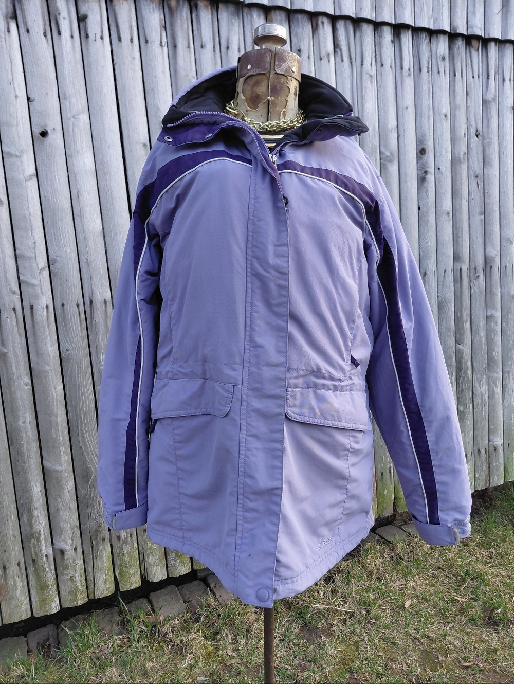 Vintage 90s LL Bean purple 3 in 1 winter snow coat zip in fleece jacket Womens M